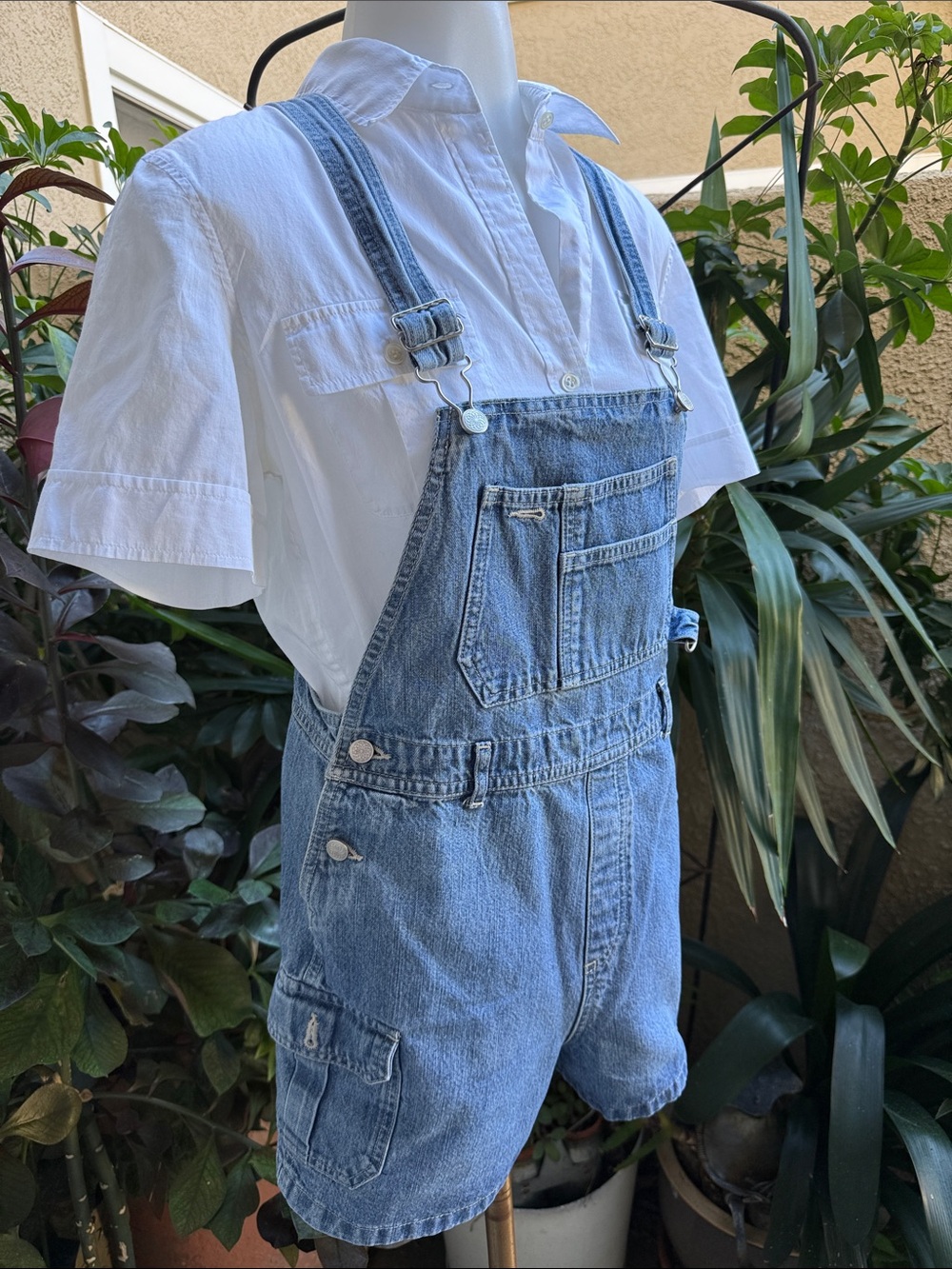 Classic Vintage 90’s Denim Short Overalls - Light Blue